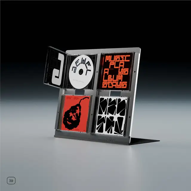 Jewel CD-04, børstet aluminium Display til Cd-plater 