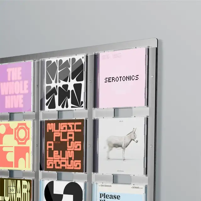 Jewel CD-16, børstet aluminium Display til Cd-plater 