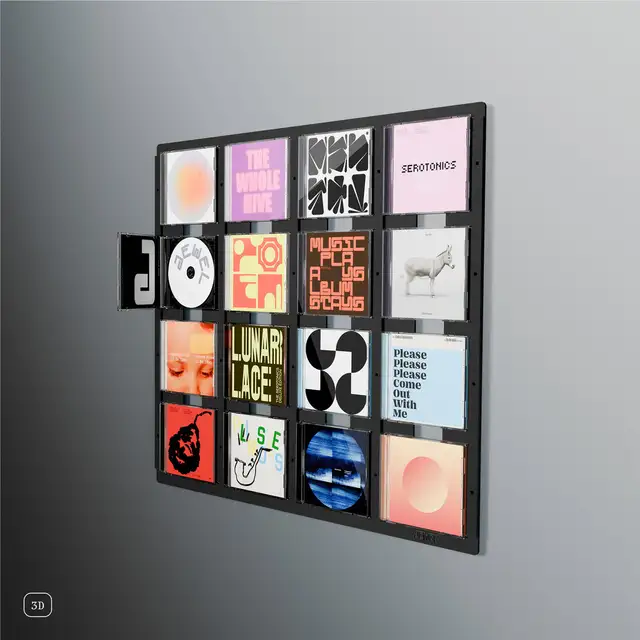 Jewel CD-16, svart aluminium Display til Cd-plater 