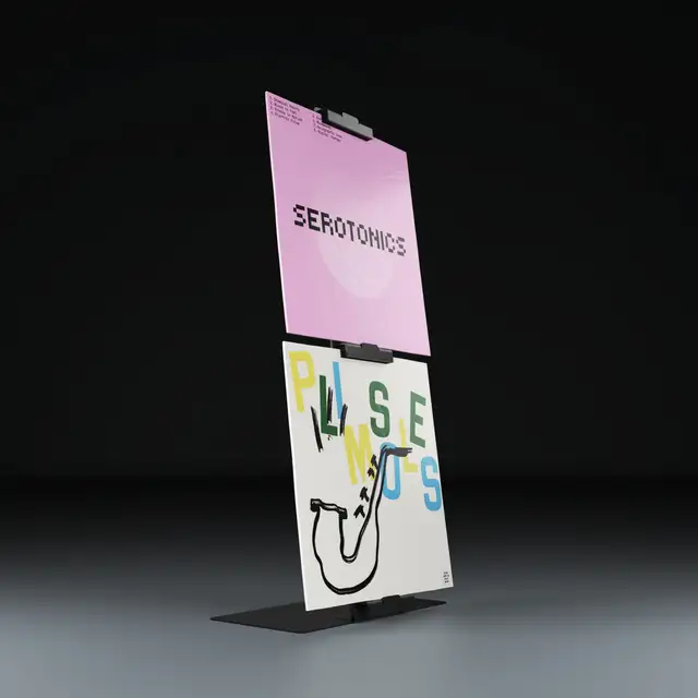 Jewel LP-02, svart aluminium, med fot Display til 2 stk LP-plater 