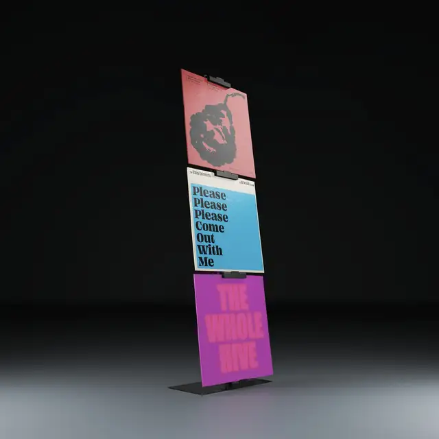 Jewel LP-03, svart aluminium, med fot Display til 3 stk LP-plater 