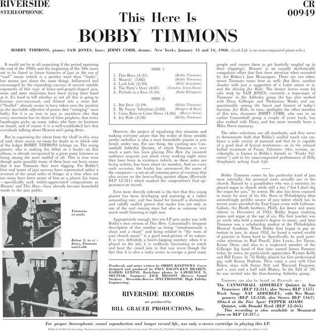 Bobby Timmons This Here Is Bobby Timmons - LTD (LP) 