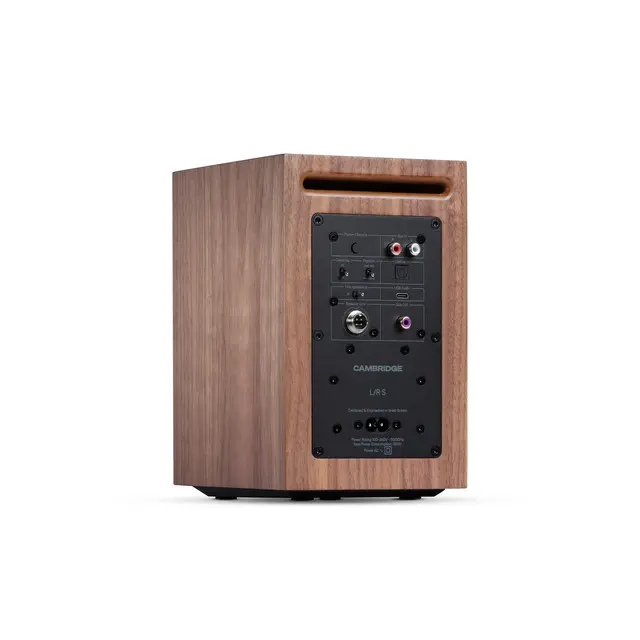 Cambridge L/R S, aktiv høyttaler,valnøtt Bluetooth, RCA/optisk inngang 