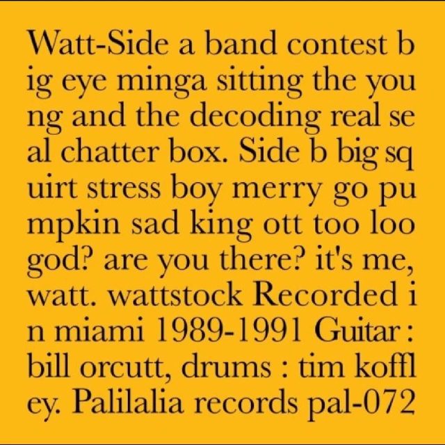 Watt Recorded In Miami 1989-1991 (LP) 