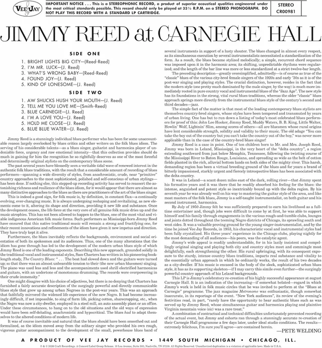 Jimmy Reed Jimmy Reed At Carnegie Hall - LTD (LP) 