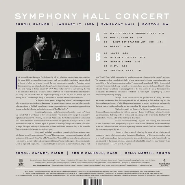 Erroll Garner Symphony Hall Concert (LP) 