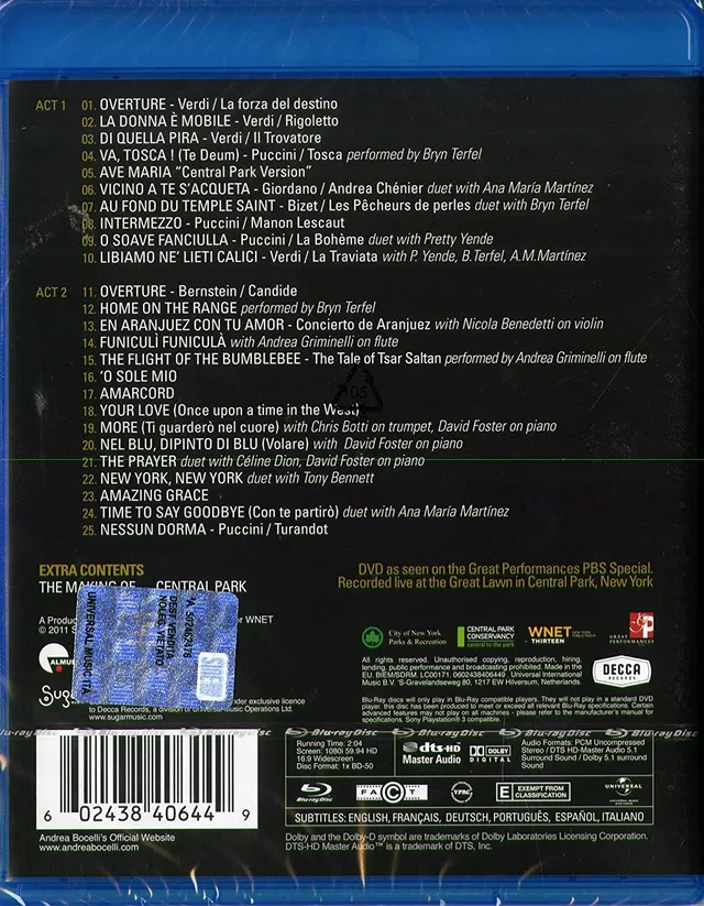 Andrea Bocelli Concerto: One Night In Central… (BD) 