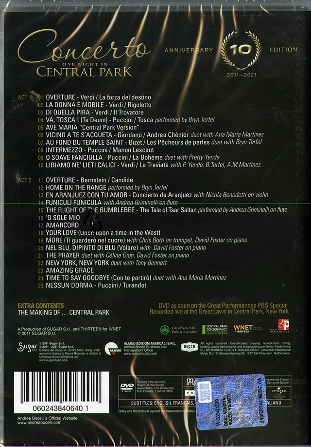 Andrea Bocelli Concerto: One Night In Central… (2DVD) 