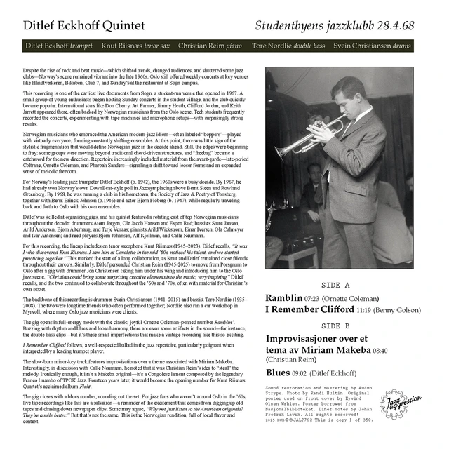 Ditlef Eckhoff Quintet Live At Sogn Student Campus… - LTD (LP) 