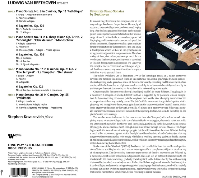 Stephen Kovacevich Beethoven: Piano Sonatas Nos. 8… (2LP) 