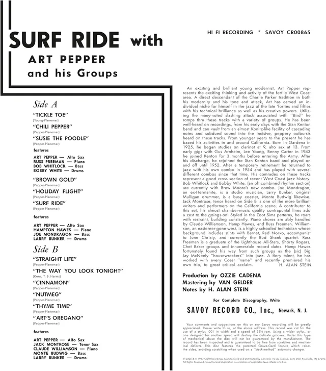 Art Pepper Surf Ride - LTD (LP) 