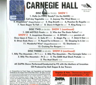 Frank Zappa Carnegie Hall Live - LTD (3CD)