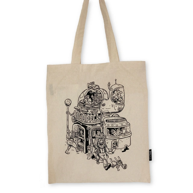 Handlenett til LP Plater Tegning av Flu Hartberg 