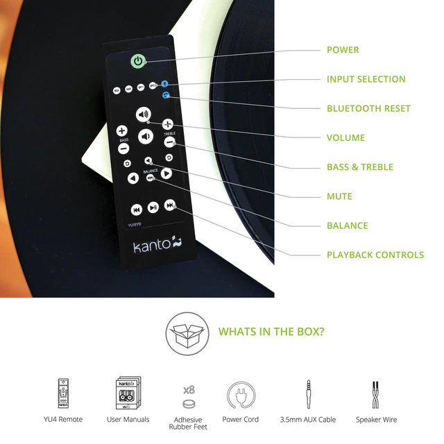 Kanto YU4 Aktive Høyttalere, matt hvit RIAA-trinn, Bluetooth, Optiske innganger 