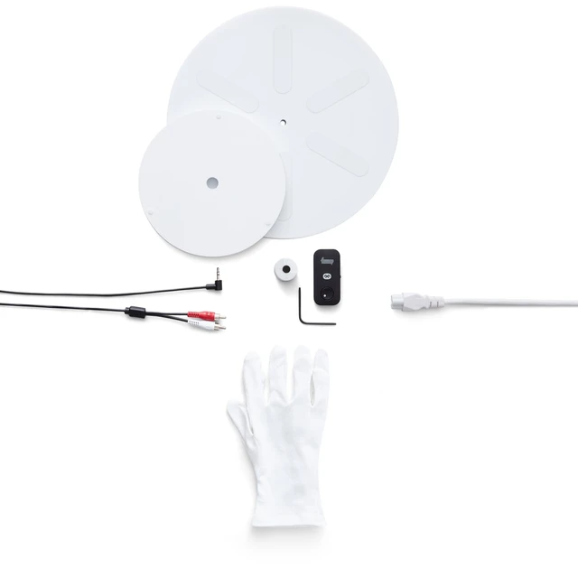 Transparent Turntable, RIAA, hvit Ortofon OM5, Bluetooth, glass/aluminium 