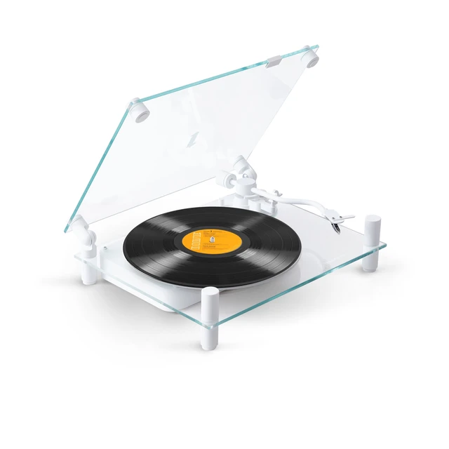 Transparent Turntable, RIAA, hvit Ortofon OM5, Bluetooth, glass/aluminium 