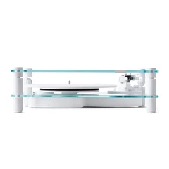 Transparent Turntable, RIAA, hvit Ortofon OM5, Bluetooth, glass/aluminium