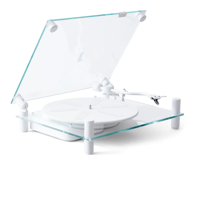 Transparent Turntable, RIAA, hvit Ortofon OM5, Bluetooth, glass/aluminium 