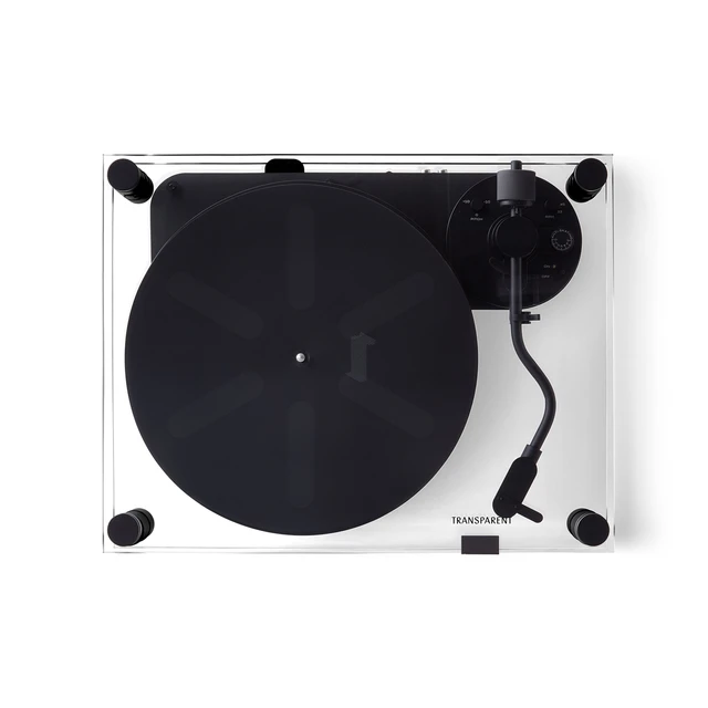 Transparent Turntable, RIAA, svart Ortofon OM5, Bluetooth, glass/aluminium 