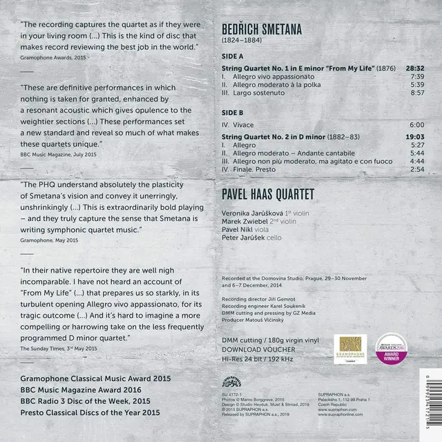 Pavel Haas Quartet Smetana: String Quartets Nos. 1 & 2 (LP) 