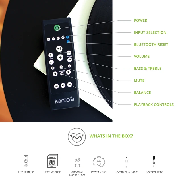 Kanto YU6 Aktive Høyttalere, valnøtt RIAA-trinn, Bluetooth, Optiske innganger 