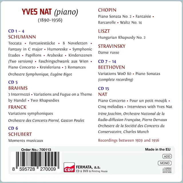 Yves Nat The French Piano Legend 29-56 (5CD) 