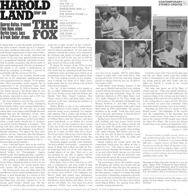Harold Land The Fox - LTD (LP) 