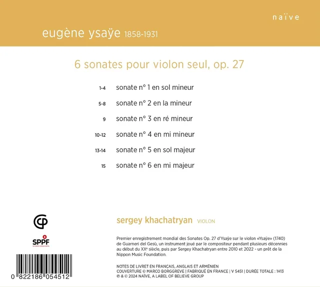 Sergey Khachatryan Eugene Ysaye: Six Sonatas (CD) 