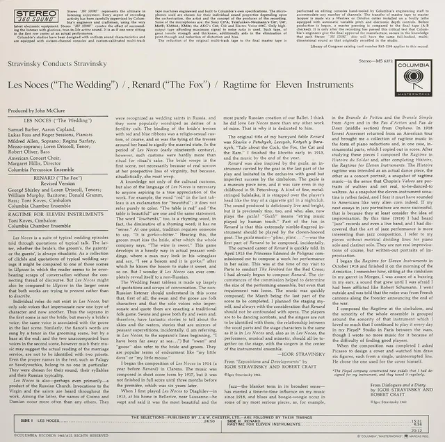 Igor Stravinsky Stravinsky: Les Noces (LP) 