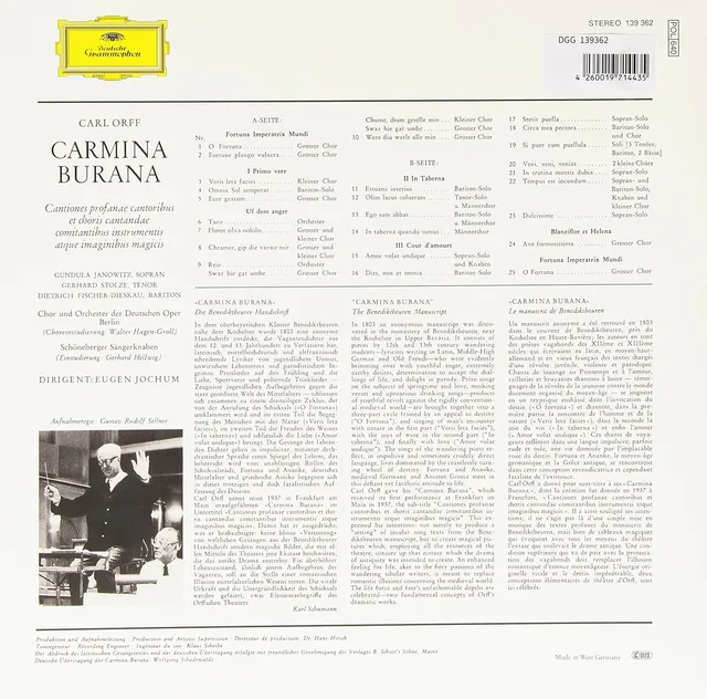 Berlin Opera Orchestra Orff: Carmina Burana (LP) 