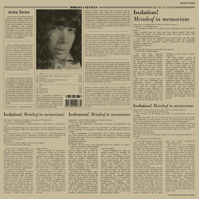 Roberta Settels Music In Crisis (2LP) 