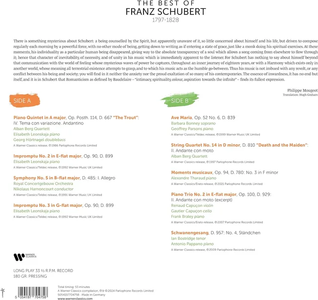 Diverse Artister The Best Of Franz Schubert (LP) 
