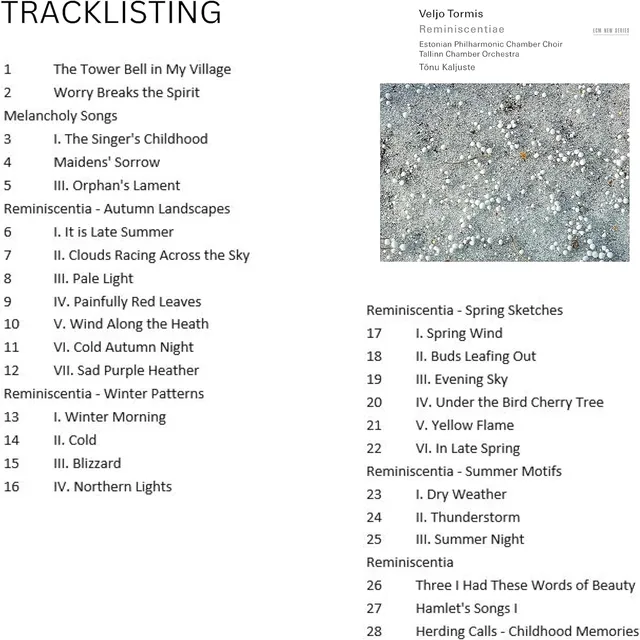Estonian Philharmonic Chamber Choir Tormis: Reminiscentiae (CD) 