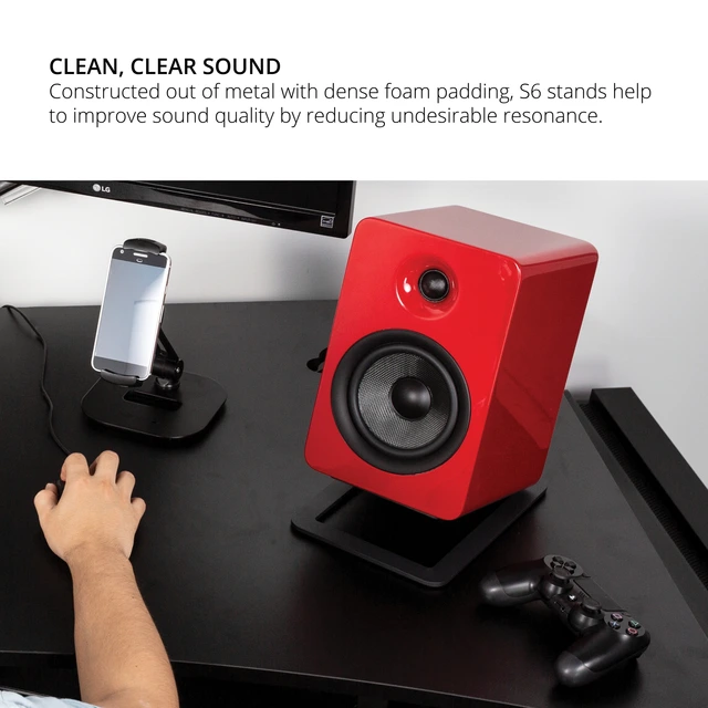 Kanto S6 Desktop Høyttalerstativ Store, svarte 