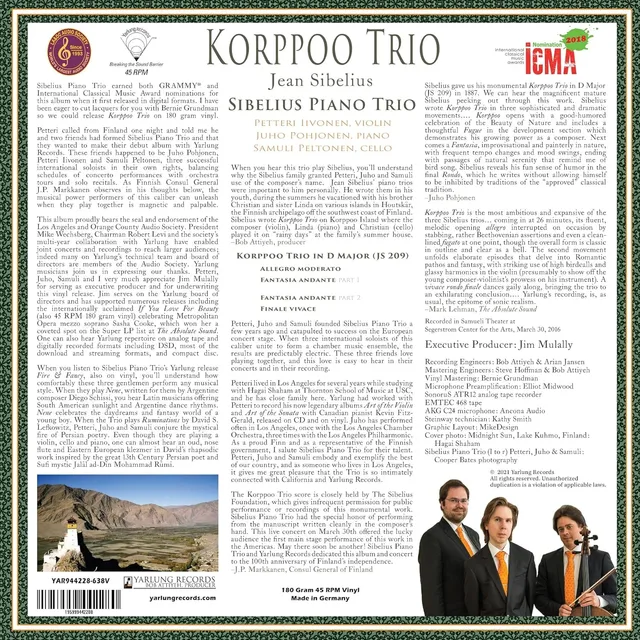 Sibelius Piano Trio Sibelius: Piano Trio In D Major (LP) 