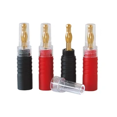 Bananplugger til høyttalerkabel, 4 stk 2 stk røde og 2 stk svarte bananplugger