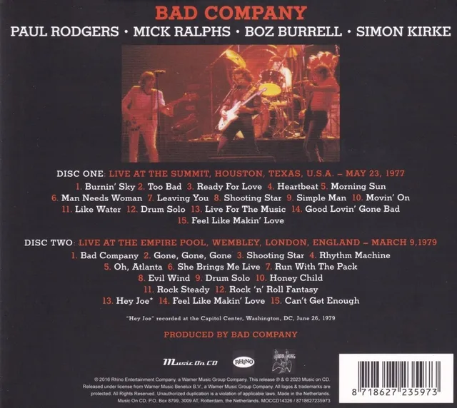 Bad Company Live 1977 & 1979 (2CD) 