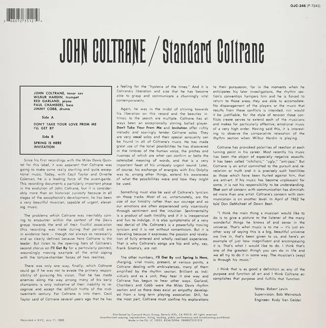 John Coltrane Standard Coltrane (LP) 