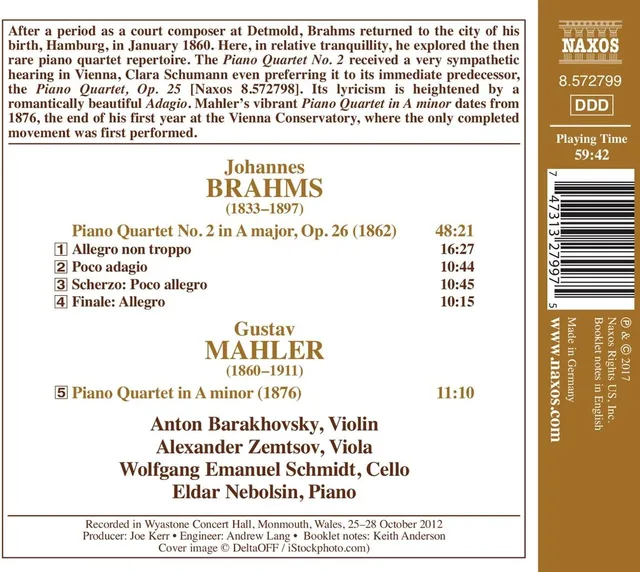 Eldar Nebolsin/Anton Barakhovsky Brahms & Mahler: Piano Quartets (CD) 