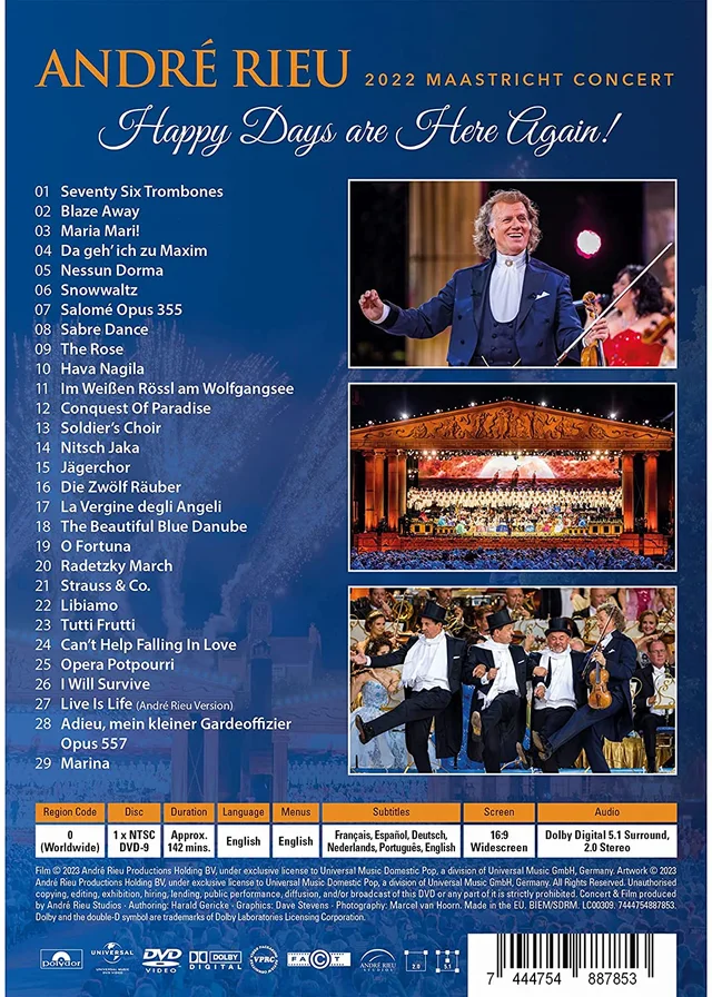 André Rieu & Johann Strauss Orchestra Happy Days Are Here Again (DVD) 