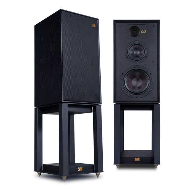 Wharfedale Linton Heritage, svart eik 3-veis høyttaler inkl. gulvstativ 