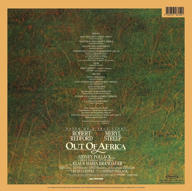 John Barry Out Of Africa OST - LTD (LP) 