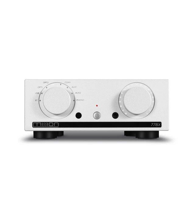 Mission 778X, forsterker, sølv 2x45 watt, MM RIAA-trinn, Bluetooth 
