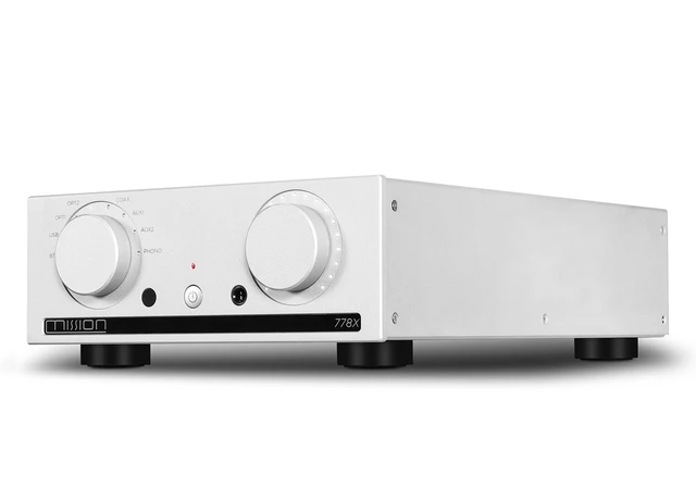 Mission 778X, forsterker, sølv 2x45 watt, MM RIAA-trinn, Bluetooth 