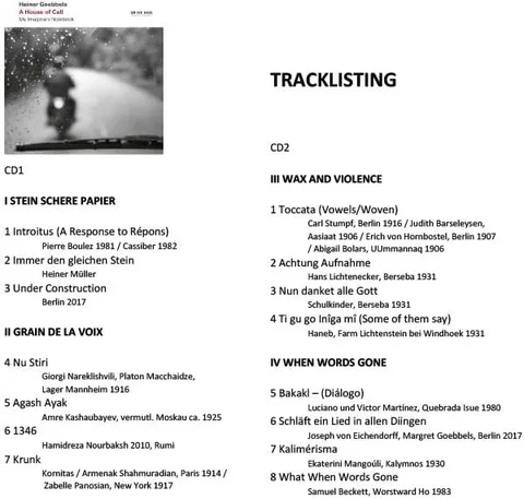 Heiner Goebbels A House Of Call (2CD) 