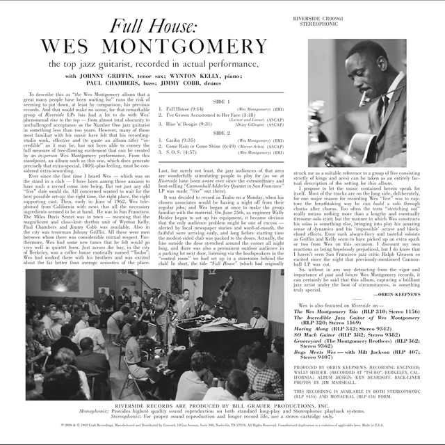 Wes Montgomery Full House - LTD (LP) 