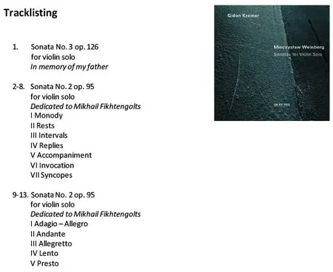 Gidon Kremer Weinberg: Sonatas For Violin Solo (CD) 