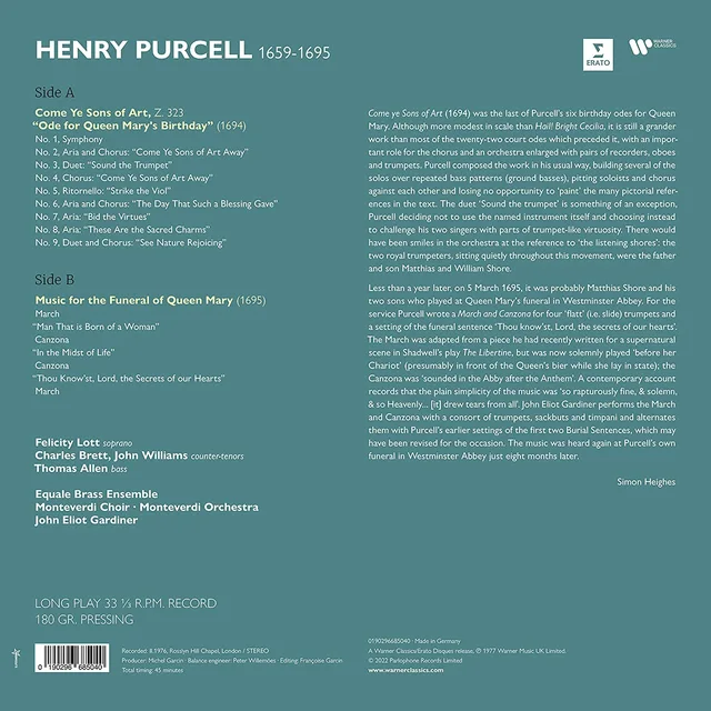 John Eliot Gardiner Purcell: Music For The Queen Mary… (LP) 
