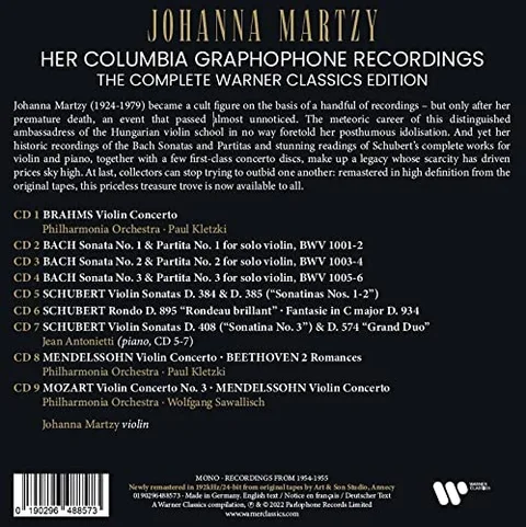 Johanna Martzy The Complete Warner Recordings (9CD) 