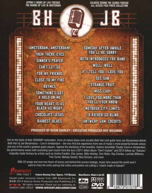 Beth Hart & Joe Bonamassa Live In Amsterdam (2DVD) 